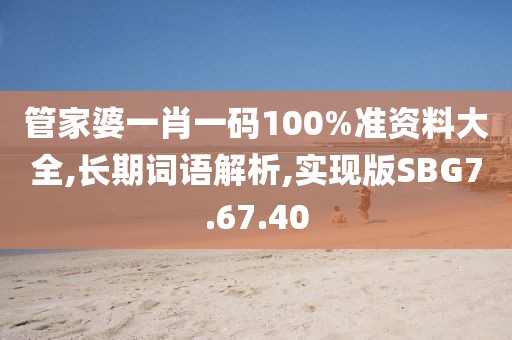 管家婆一肖一码100%准资料大全,长期词语解析,实现版SBG7.67.40