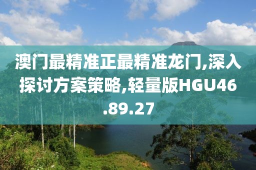 澳门最精准正最精准龙门,深入探讨方案策略,轻量版HGU46.89.27