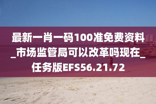 最新一肖一码100准免费资料_市场监管局可以改革吗现在_任务版EFS56.21.72