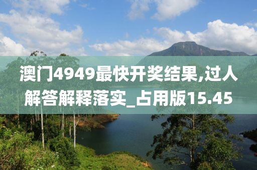澳门4949最快开奖结果,过人解答解释落实_占用版15.45