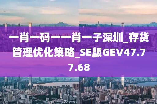 一肖一码一一肖一子深圳_存货管理优化策略_SE版GEV47.77.68