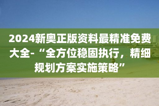 2024新奥正版资料最精准免费大全-“全方位稳固执行，精细规划方案实施策略”