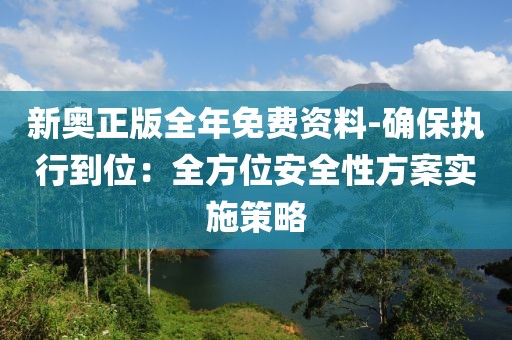 新奥正版全年免费资料-确保执行到位：全方位安全性方案实施策略