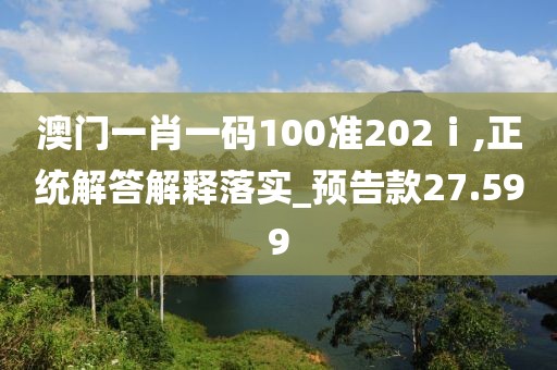 澳门一肖一码100准202ⅰ,正统解答解释落实_预告款27.599