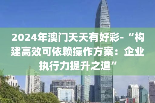 2024年澳门天天有好彩-“构建高效可依赖操作方案：企业执行力提升之道”