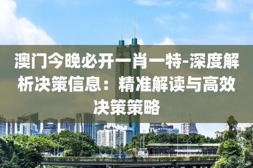 澳门今晚必开一肖一特-深度解析决策信息：精准解读与高效决策策略