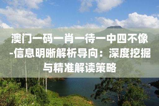 澳门一码一肖一待一中四不像-信息明晰解析导向：深度挖掘与精准解读策略