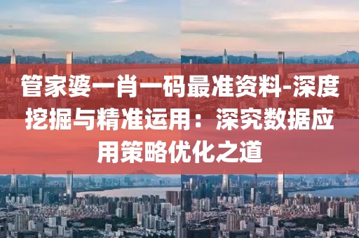 管家婆一肖一码最准资料-深度挖掘与精准运用：深究数据应用策略优化之道