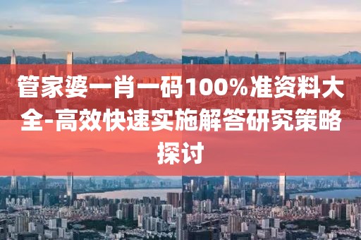 管家婆一肖一码100%准资料大全-高效快速实施解答研究策略探讨