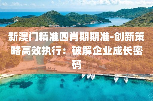 新澳门精准四肖期期准-创新策略高效执行：破解企业成长密码