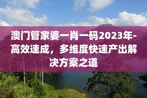 澳门管家婆一肖一码2023年-高效速成，多维度快速产出解决方案之道
