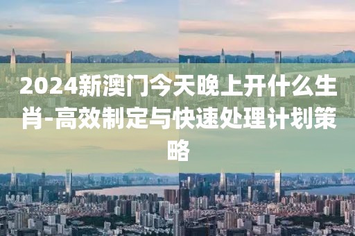 2024新澳门今天晚上开什么生肖-高效制定与快速处理计划策略