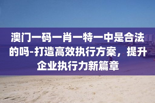 澳门一码一肖一特一中是合法的吗-打造高效执行方案，提升企业执行力新篇章