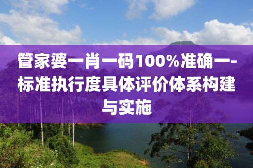 管家婆一肖一码100%准确一-标准执行度具体评价体系构建与实施