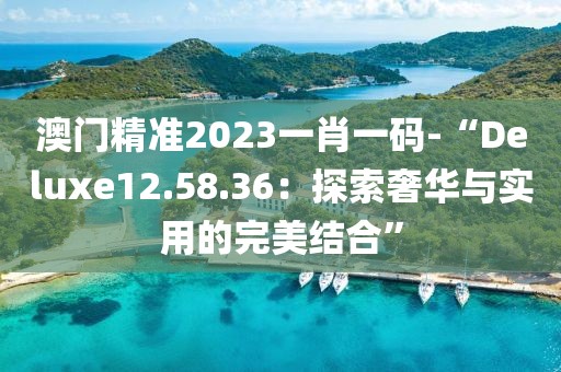 澳门精准2023一肖一码-“Deluxe12.58.36：探索奢华与实用的完美结合”