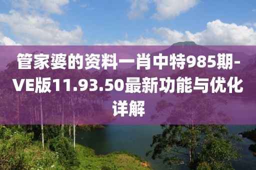 管家婆的资料一肖中特985期-VE版11.93.50最新功能与优化详解