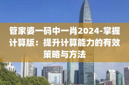 管家婆一码中一肖2024-掌握计算版：提升计算能力的有效策略与方法