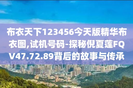 布衣天下123456今天版精华布衣图,试机号码-探秘倪夏莲FQV47.72.89背后的故事与传承