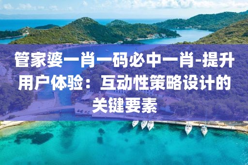 管家婆一肖一码必中一肖-提升用户体验：互动性策略设计的关键要素