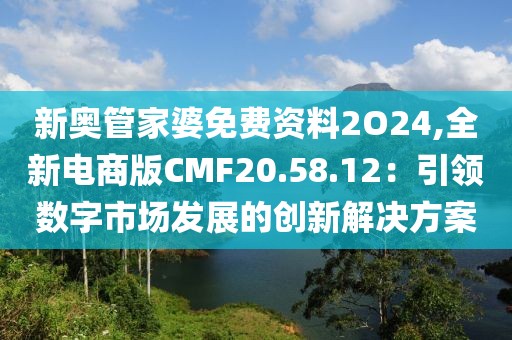 新奥管家婆免费资料2O24,全新电商版CMF20.58.12：引领数字市场发展的创新解决方案