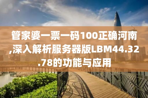管家婆一票一码100正确河南,深入解析服务器版LBM44.32.78的功能与应用