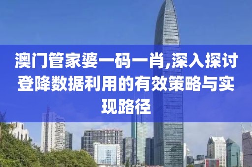 澳门管家婆一码一肖,深入探讨登降数据利用的有效策略与实现路径