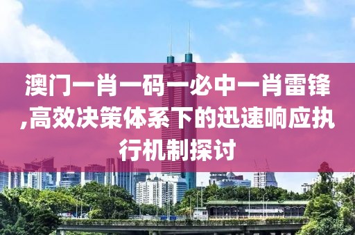 澳门一肖一码一必中一肖雷锋,高效决策体系下的迅速响应执行机制探讨