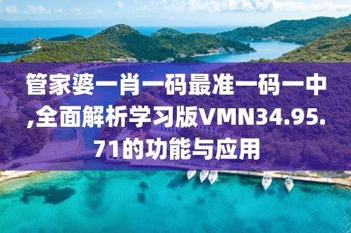 管家婆一肖一码最准一码一中,全面解析学习版VMN34.95.71的功能与应用