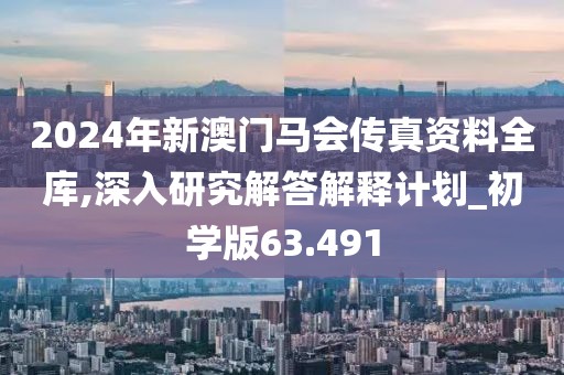 2024年新澳门马会传真资料全库,深入研究解答解释计划_初学版63.491