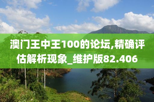 澳门王中王100的论坛,精确评估解析现象_维护版82.406