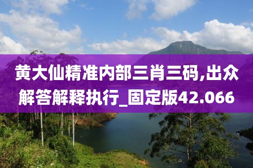 黄大仙精准内部三肖三码,出众解答解释执行_固定版42.066