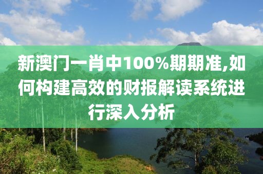 新澳门一肖中100%期期准,如何构建高效的财报解读系统进行深入分析