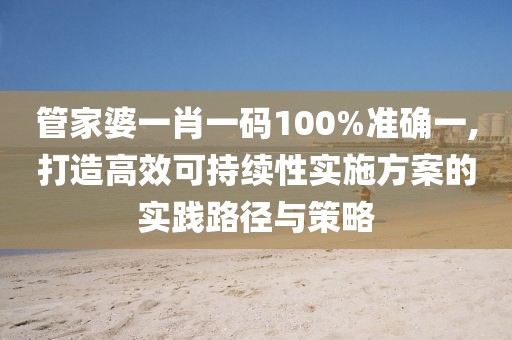 管家婆一肖一码100%准确一,打造高效可持续性实施方案的实践路径与策略
