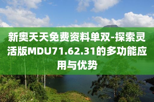 新奥天天免费资料单双-探索灵活版MDU71.62.31的多功能应用与优势
