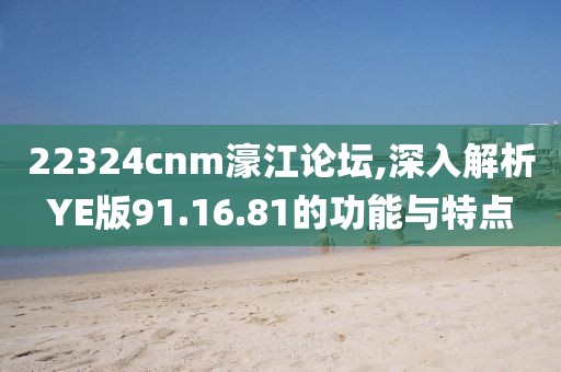 22324cnm濠江论坛,深入解析YE版91.16.81的功能与特点
