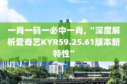 一肖一码一必中一肖,“深度解析爱奇艺KYR59.25.61版本新特性”