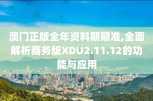 澳门正版全年资料期期准,全面解析商务版XDU2.11.12的功能与应用