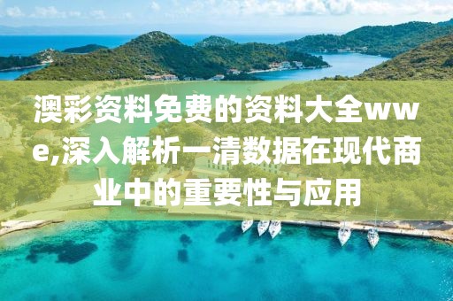 澳彩资料免费的资料大全wwe,深入解析一清数据在现代商业中的重要性与应用