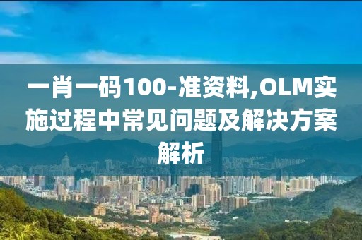 一肖一码100-准资料,OLM实施过程中常见问题及解决方案解析