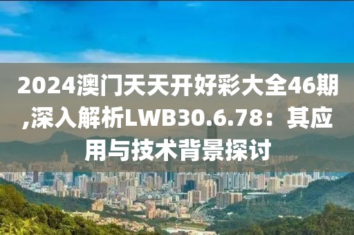 2024澳门天天开好彩大全46期,深入解析LWB30.6.78：其应用与技术背景探讨