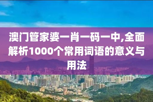 澳门管家婆一肖一码一中,全面解析1000个常用词语的意义与用法