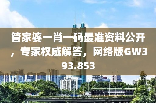 管家婆一肖一码最准资料公开，专家权威解答，网络版GW393.853