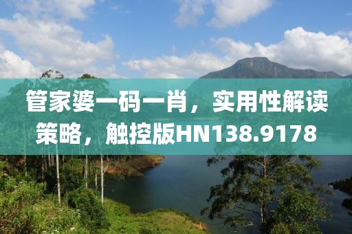 管家婆一码一肖，实用性解读策略，触控版HN138.9178