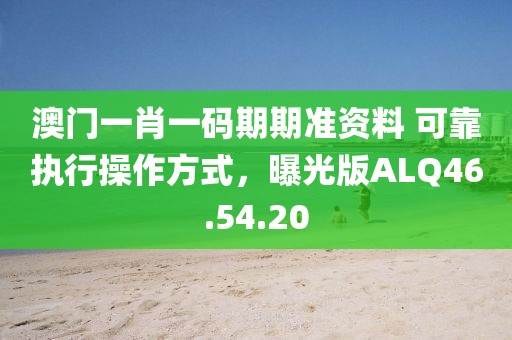 澳门一肖一码期期准资料 可靠执行操作方式，曝光版ALQ46.54.20