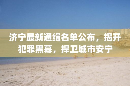 济宁最新通缉名单公布，揭开犯罪黑幕，捍卫城市安宁