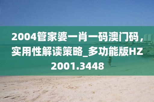 2004管家婆一肖一码澳门码，实用性解读策略_多功能版HZ2001.3448