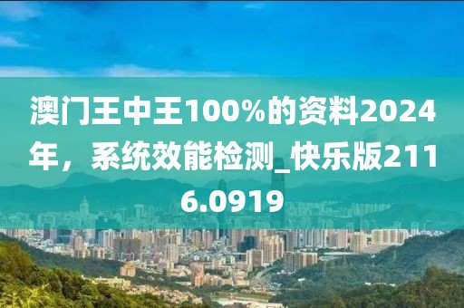 澳门王中王100%的资料2024年，系统效能检测_快乐版2116.0919