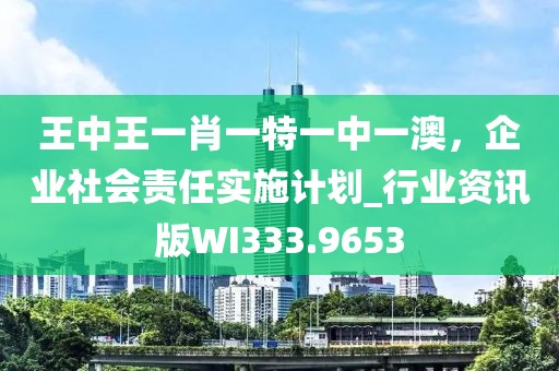 王中王一肖一特一中一澳，企业社会责任实施计划_行业资讯版WI333.9653