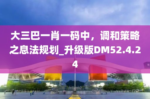 大三巴一肖一码中，调和策略之息法规划_升级版DM52.4.24