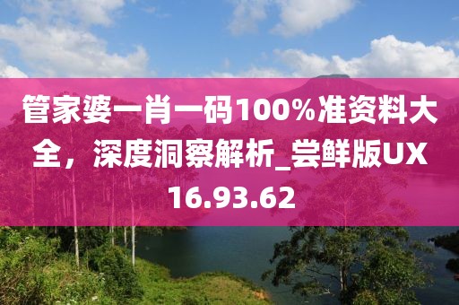 管家婆一肖一码100%准资料大全，深度洞察解析_尝鲜版UX16.93.62